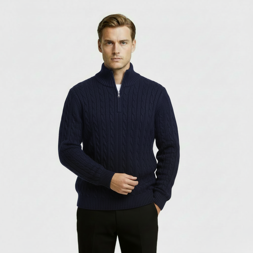 Image of Men's Cable Knit Quarter Zip Sweater