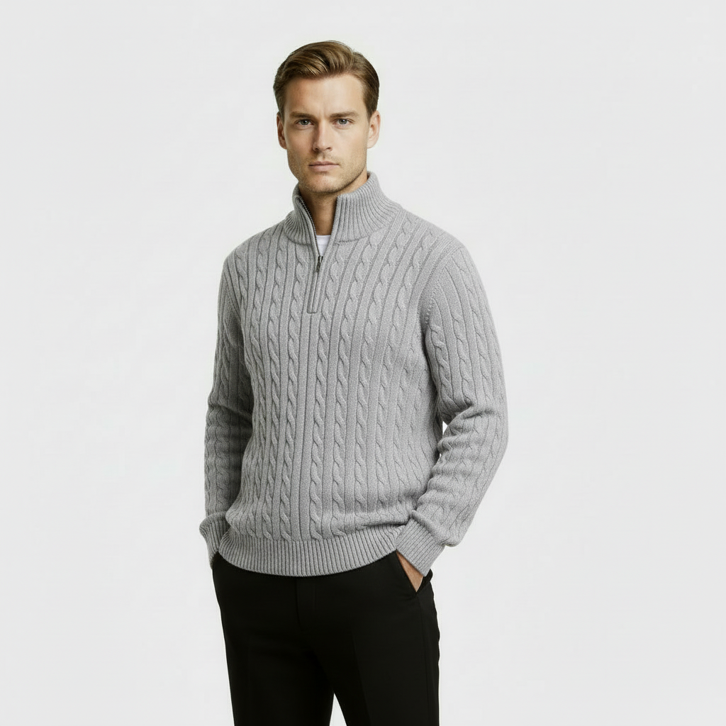 Image of Men's Cable Knit Quarter Zip Sweater