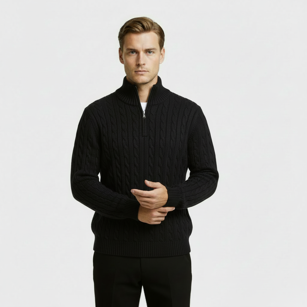 Image of Men's Cable Knit Quarter Zip Sweater