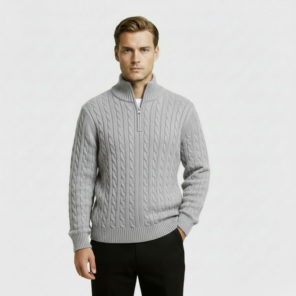 Image of Men's Cable Knit Quarter Zip Sweater