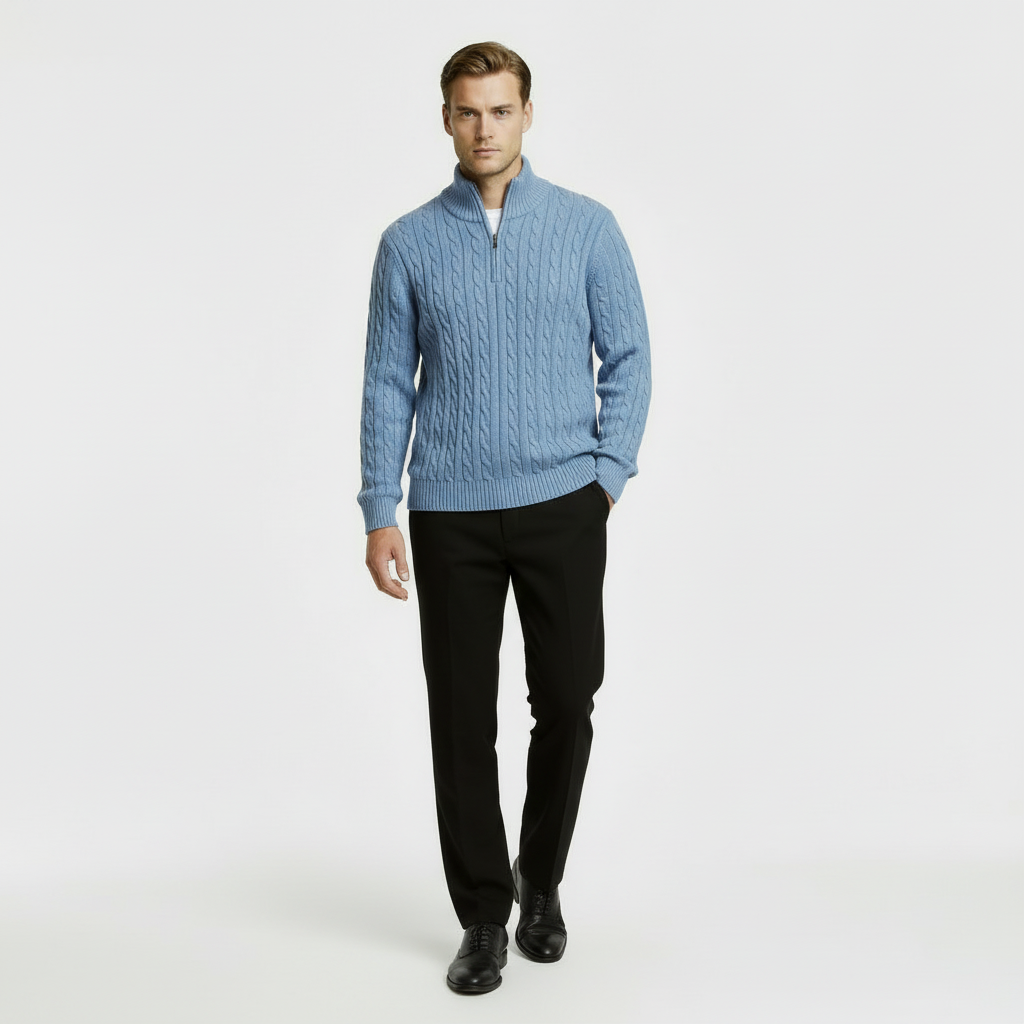 Image of Men's Cable Knit Quarter Zip Sweater