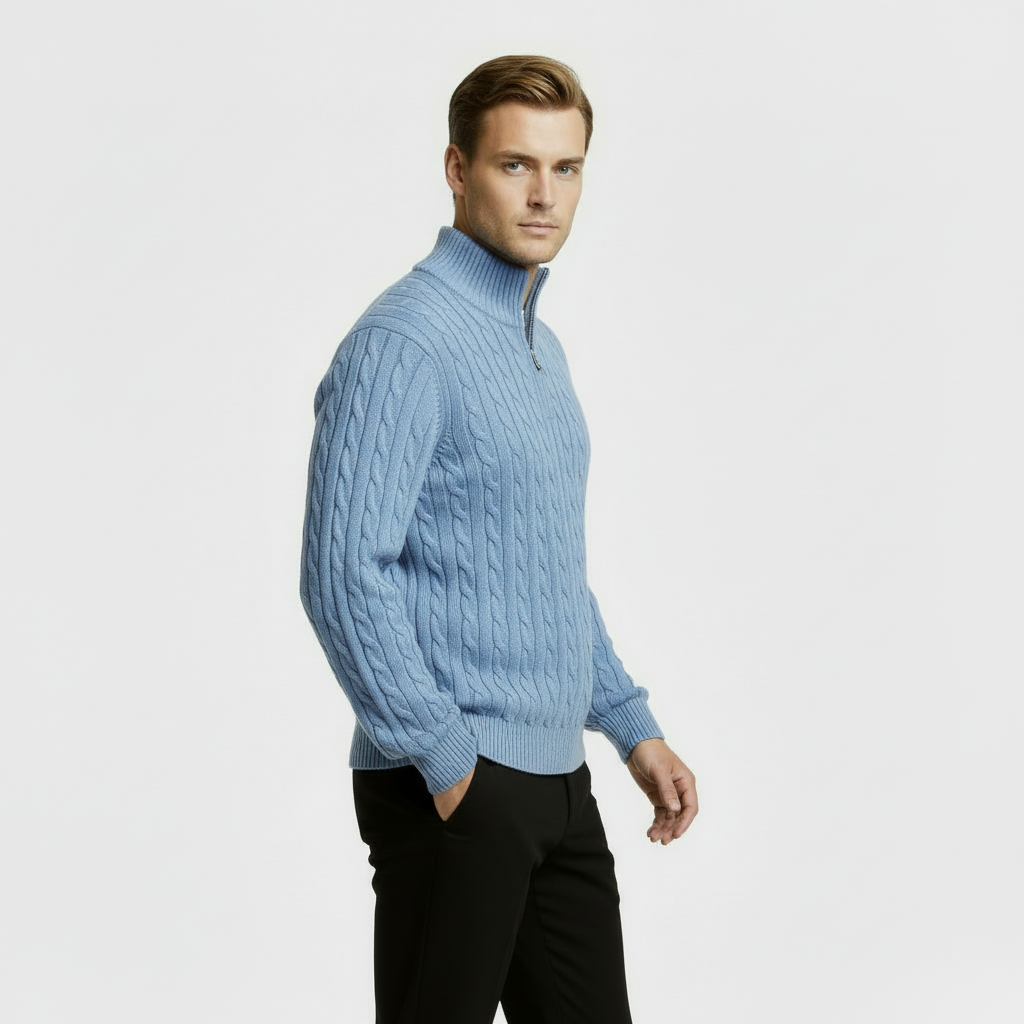 Image of Men's Cable Knit Quarter Zip Sweater