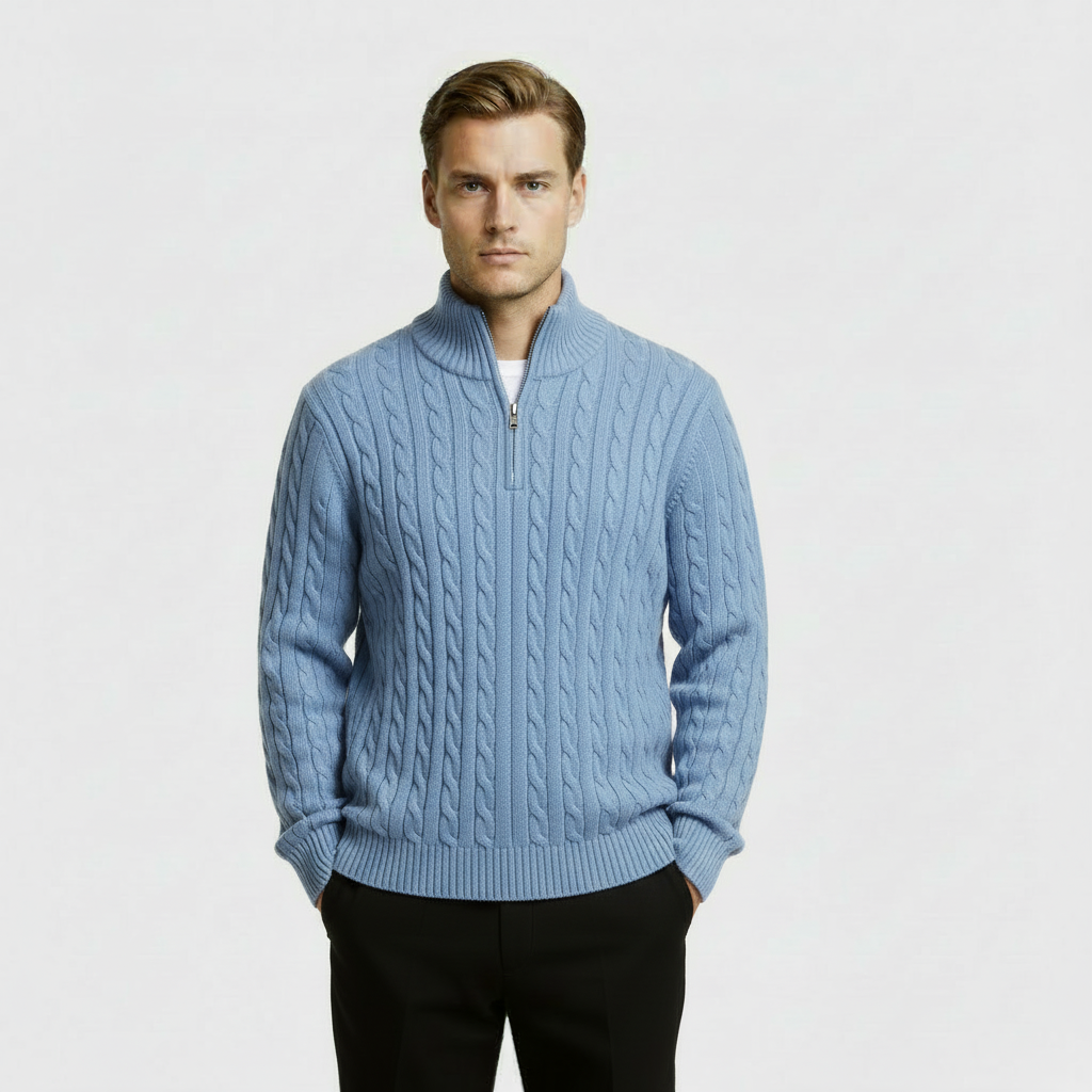 Image of Men's Cable Knit Quarter Zip Sweater