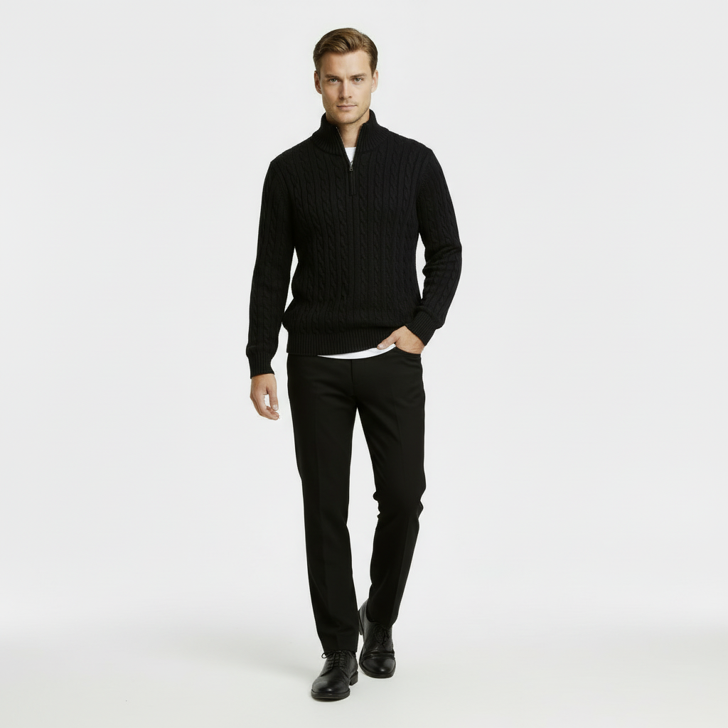 Image of Men's Cable Knit Quarter Zip Sweater