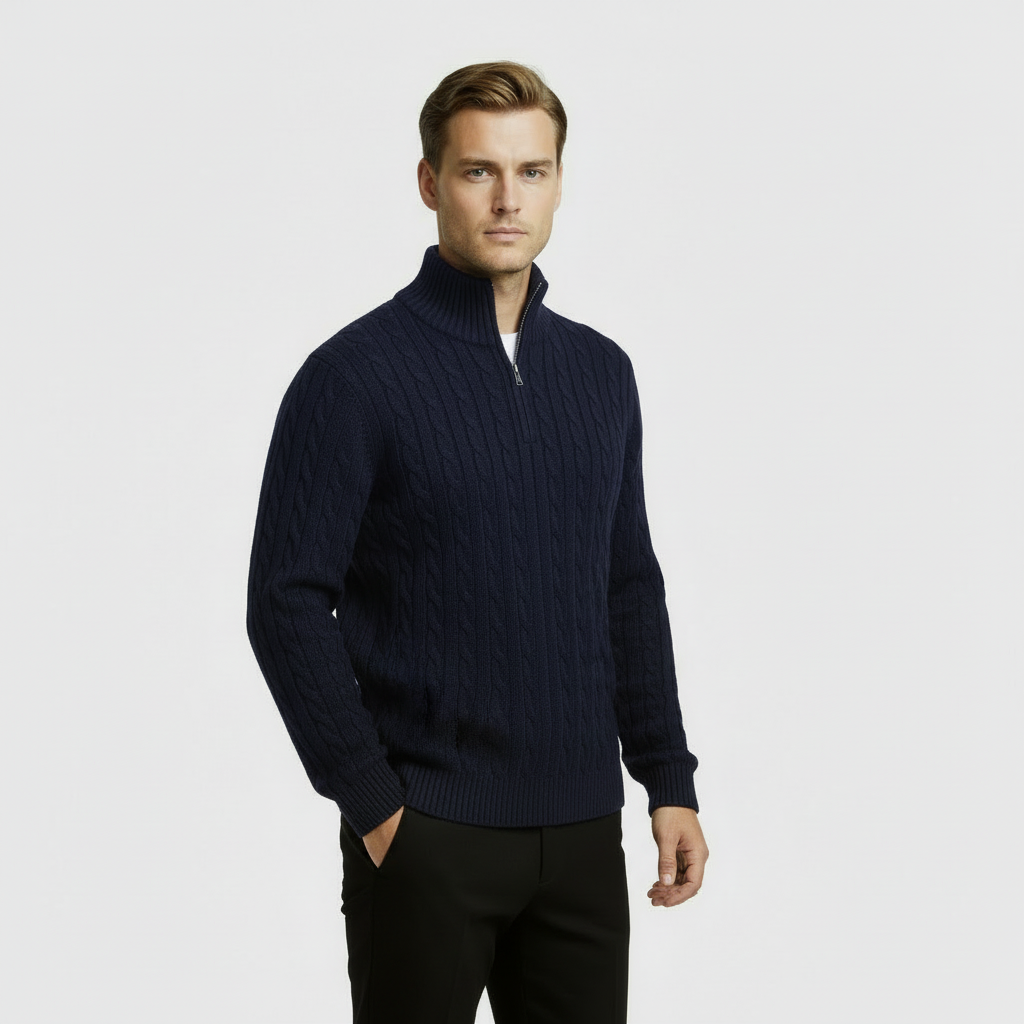 Image of Men's Cable Knit Quarter Zip Sweater