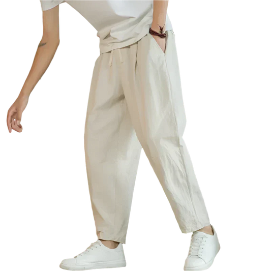 Image of Men's Cropped Drawstring Loose Fit Pants