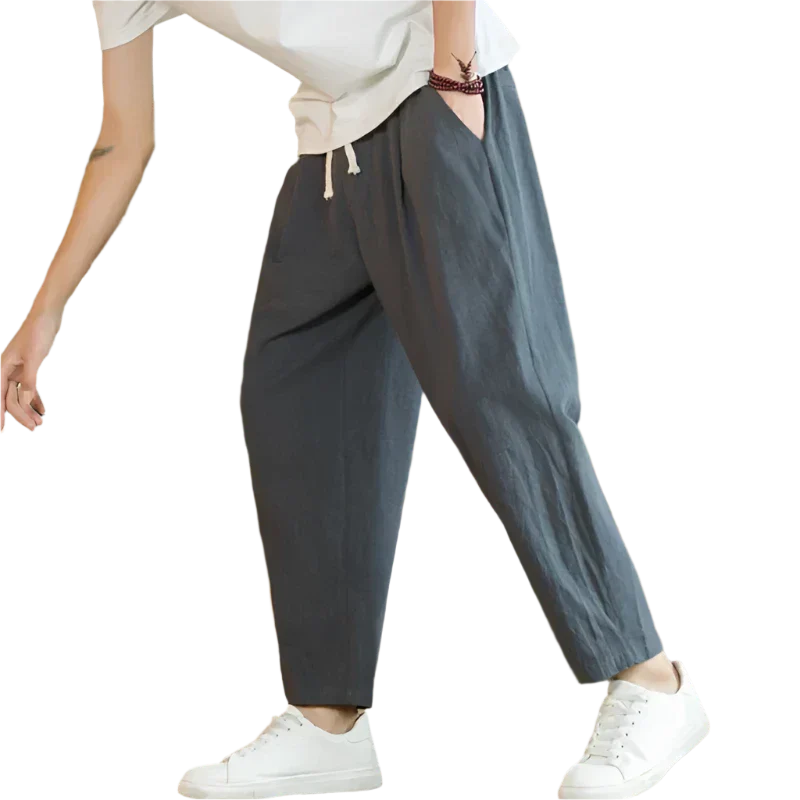 Image of Men's Cropped Drawstring Loose Fit Pants