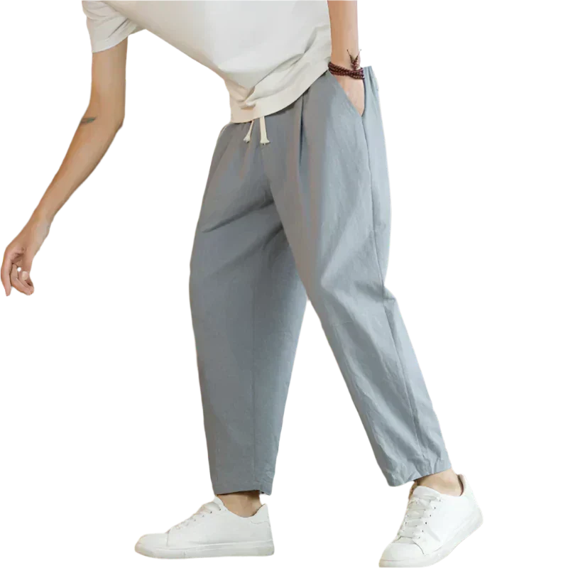 Image of Men's Cropped Drawstring Loose Fit Pants