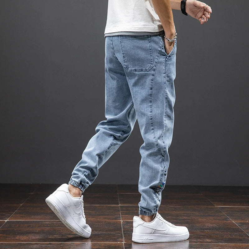 Image of Men's Drawstring Denim Jogger Pants