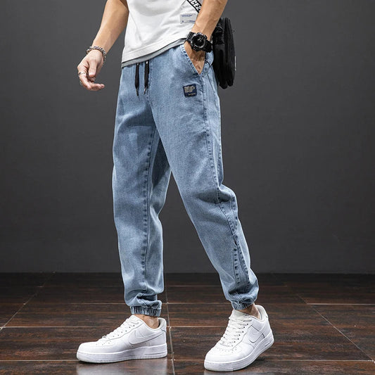 Image of Men's Drawstring Denim Jogger Pants