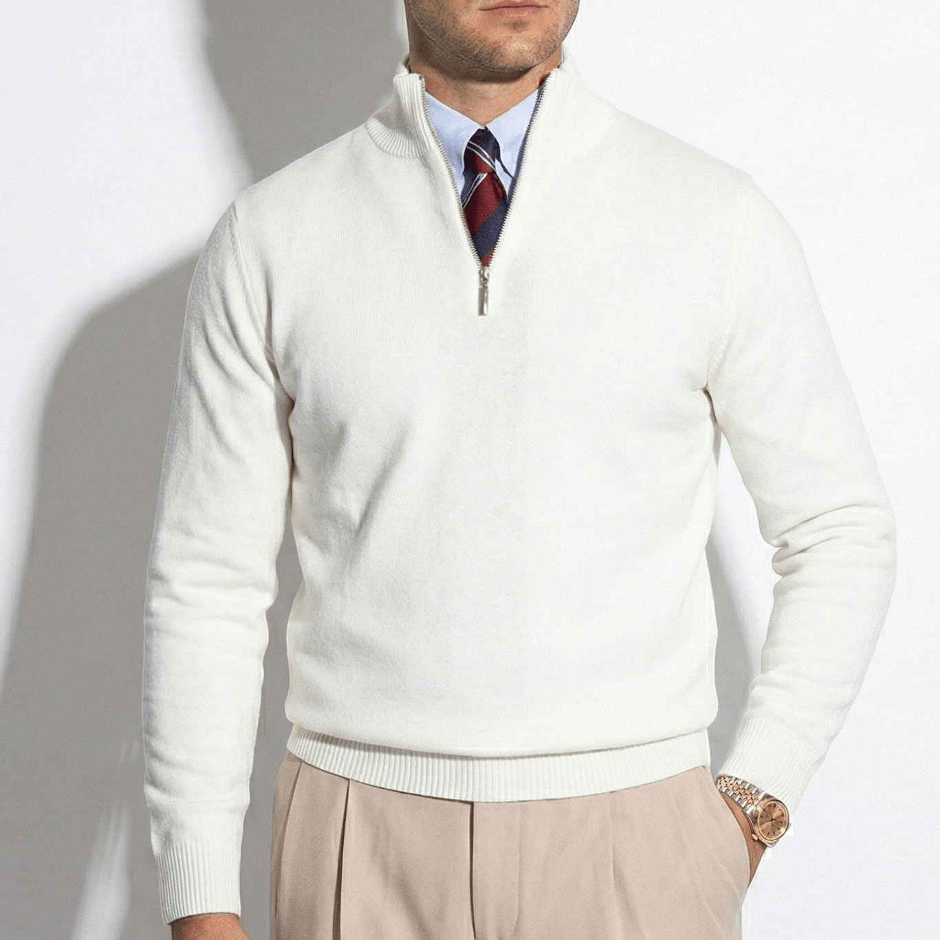 Image of Men's Half-Zip Ribbed Knit Sweater