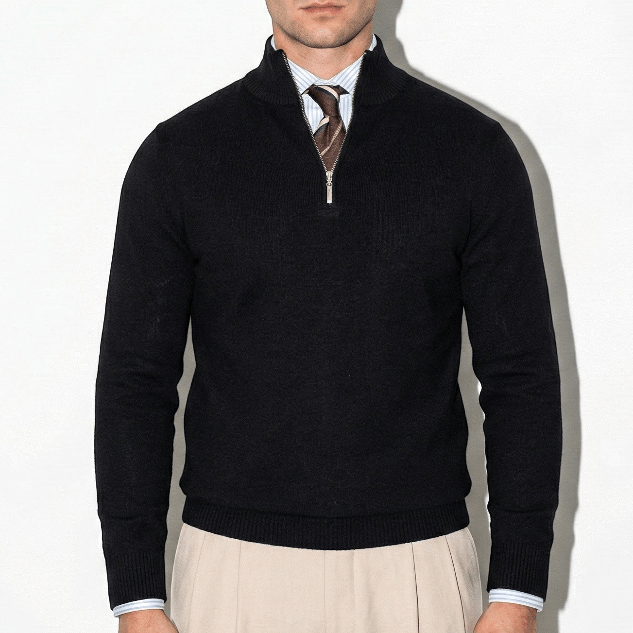 Image of Men's Half-Zip Ribbed Knit Sweater