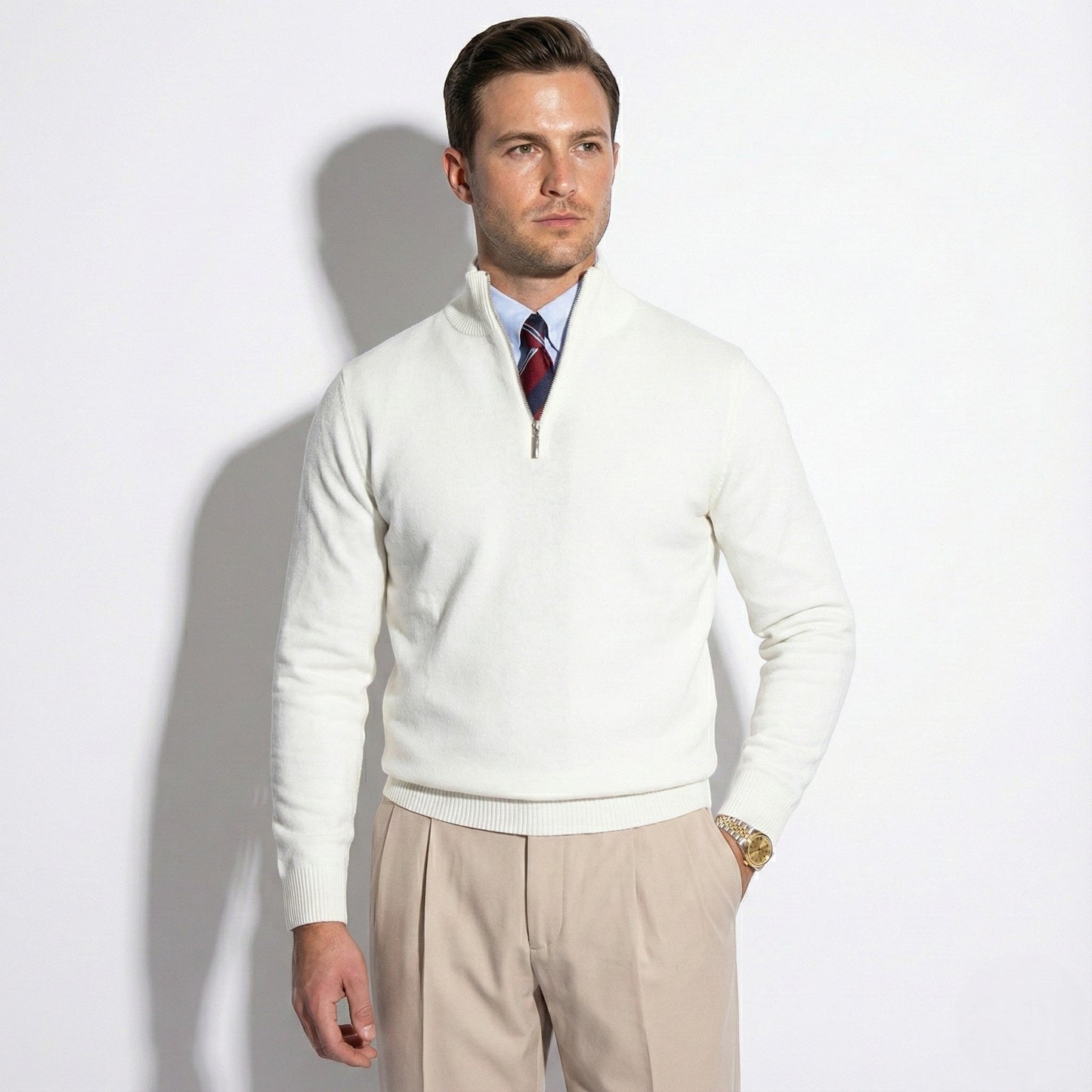 Image of Men's Half-Zip Ribbed Knit Sweater