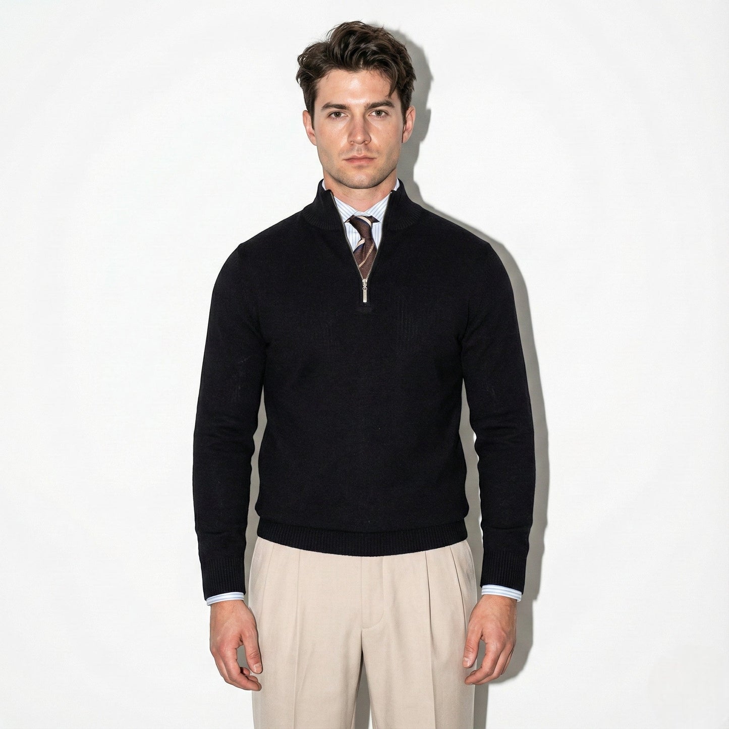 Image of Men's Half-Zip Ribbed Knit Sweater