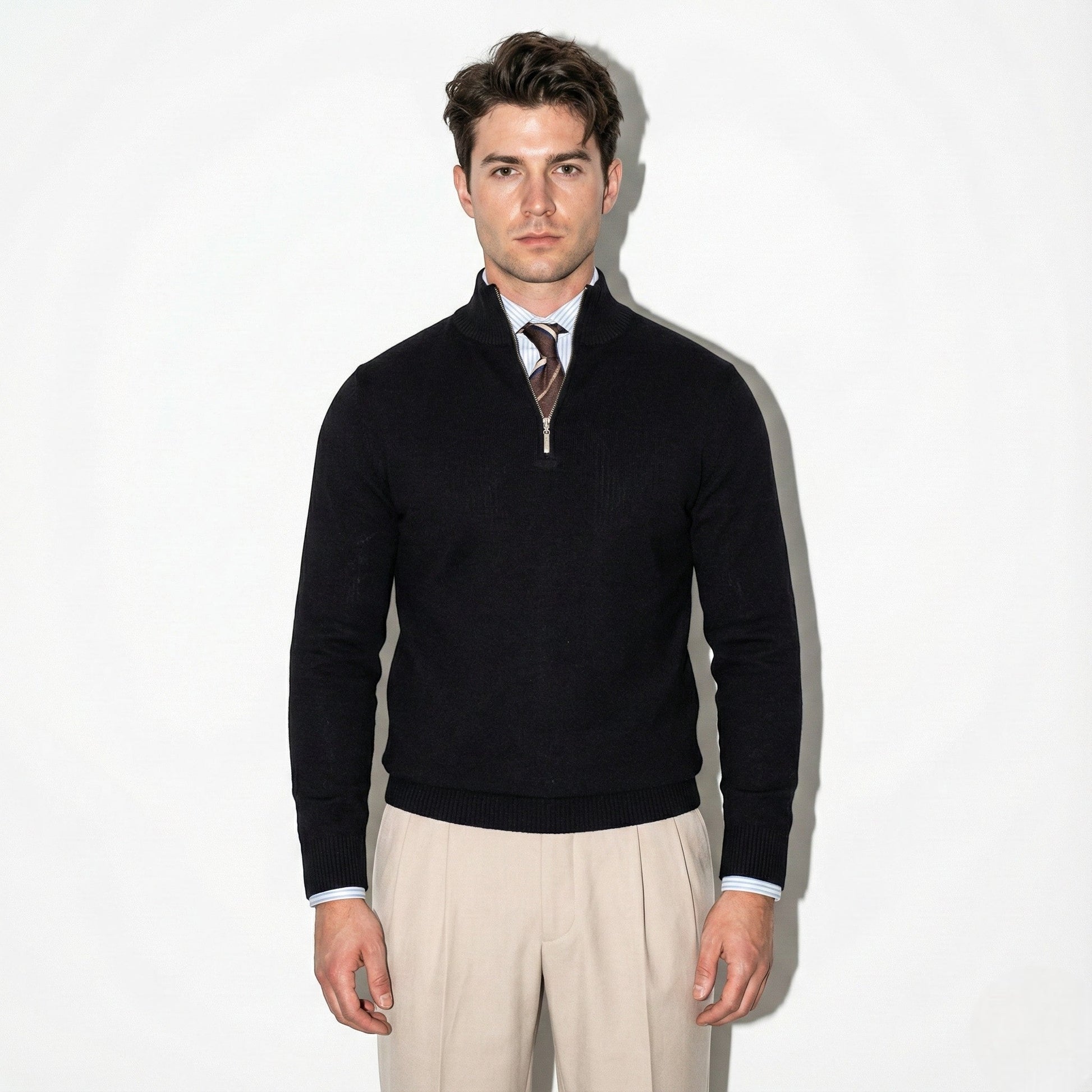 Image of Men's Half-Zip Ribbed Knit Sweater
