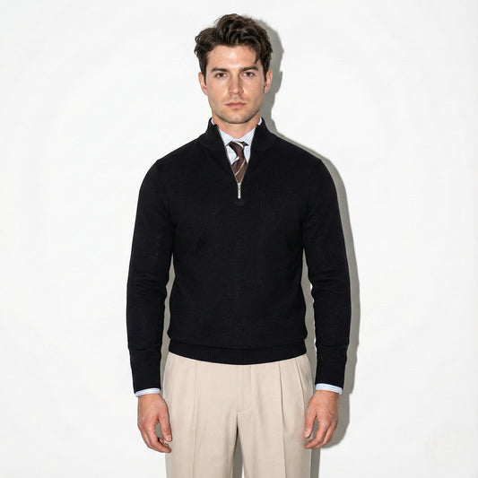 Image of Men's Half-Zip Ribbed Knit Sweater
