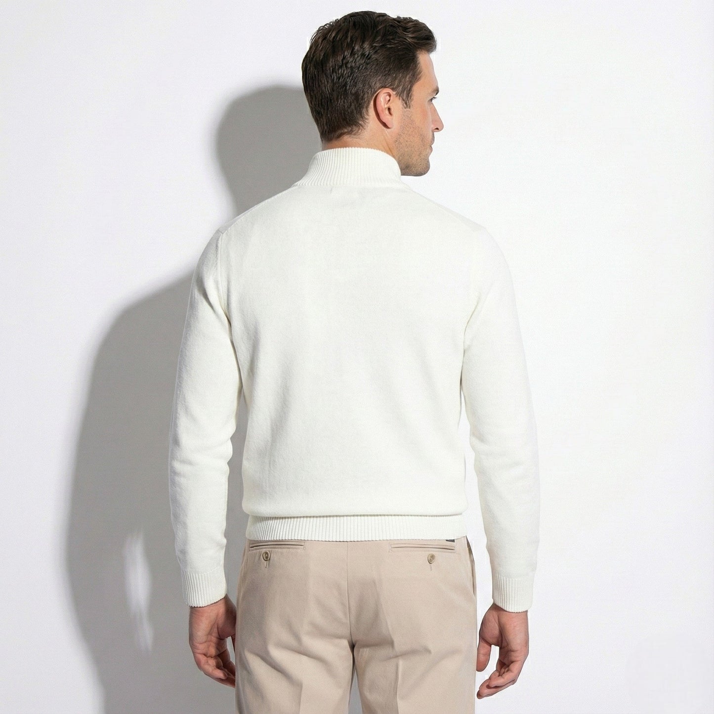 Image of Men's Half-Zip Ribbed Knit Sweater