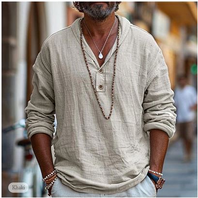 Image of Men's Henley Long Sleeve Blouse