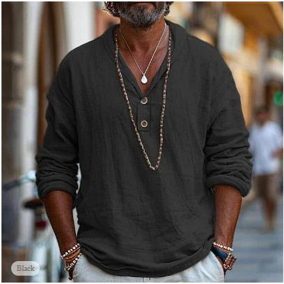 Image of Men's Henley Long Sleeve Blouse