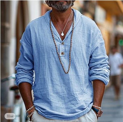 Image of Men's Henley Long Sleeve Blouse