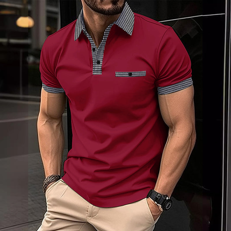 Image of Men's Houndstooth Trim Polo Shirt