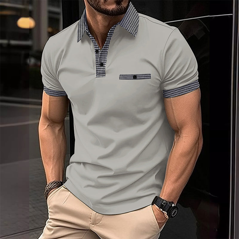 Image of Men's Houndstooth Trim Polo Shirt