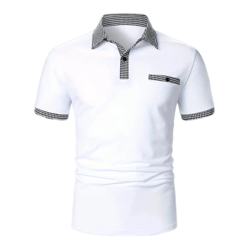 Image of Men's Houndstooth Trim Polo Shirt