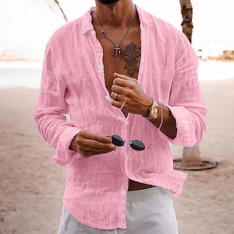 Image of Men's Long-Sleeve Button-Down Casual Shirt