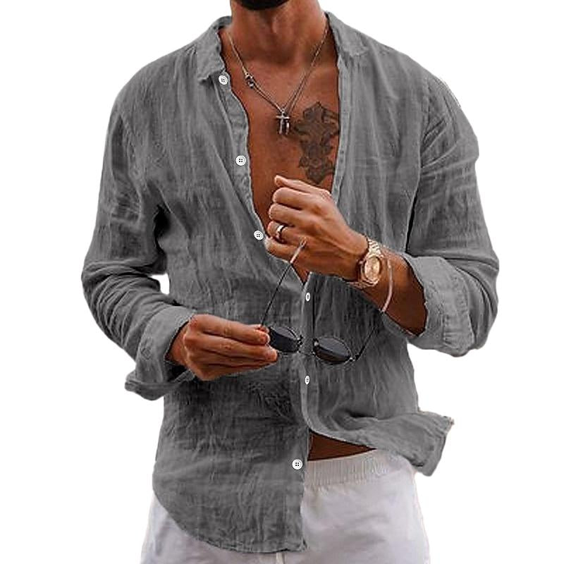 Image of Men's Long-Sleeve Button-Down Casual Shirt