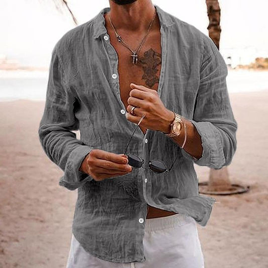 Image of Men's Long-Sleeve Button-Down Casual Shirt