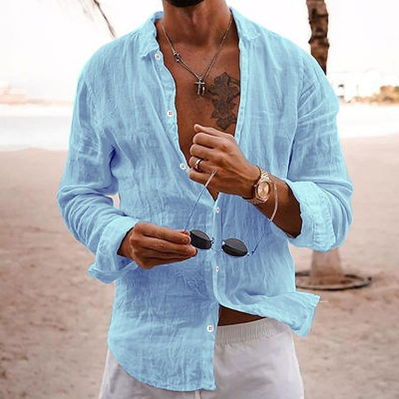 Image of Men's Long-Sleeve Button-Down Casual Shirt