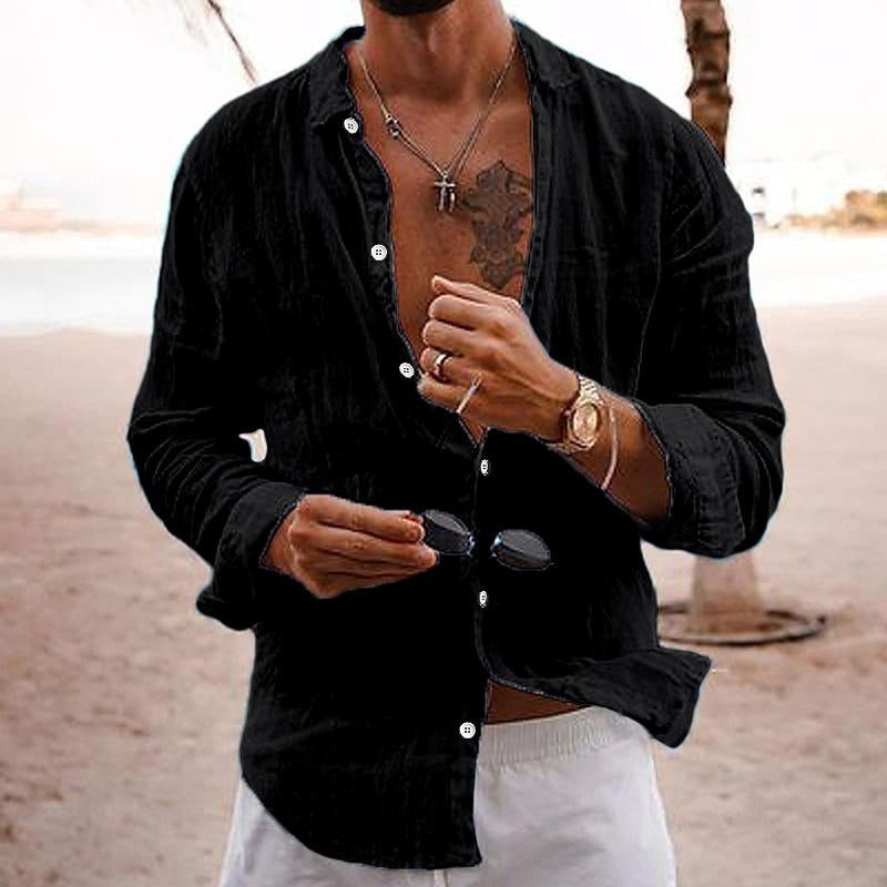 Image of Men's Long-Sleeve Button-Down Casual Shirt
