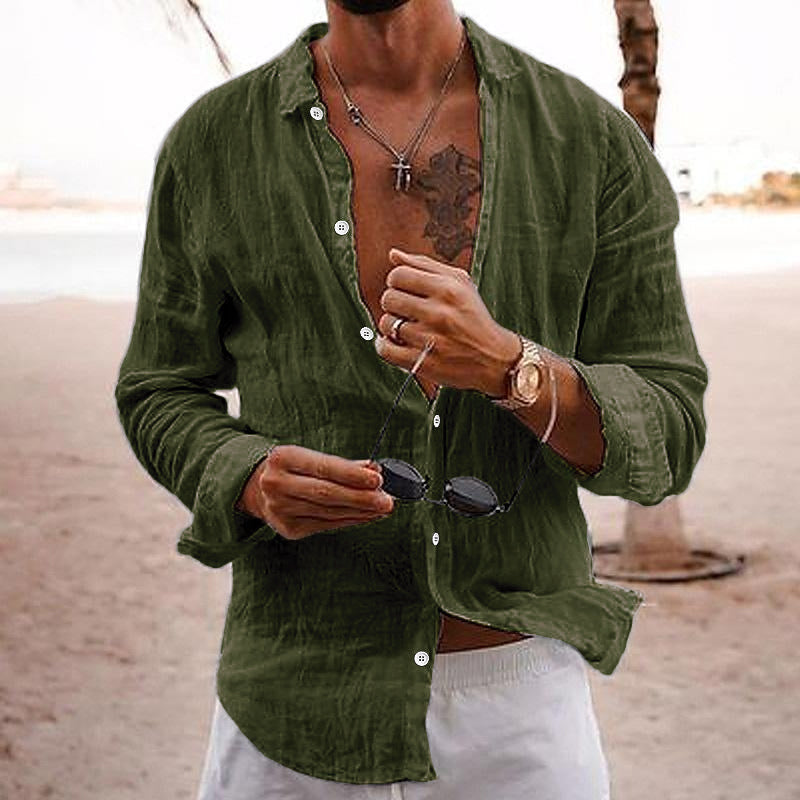 Image of Men's Long-Sleeve Button-Down Casual Shirt