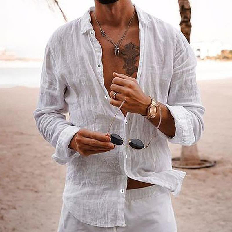 Image of Men's Long-Sleeve Button-Down Casual Shirt