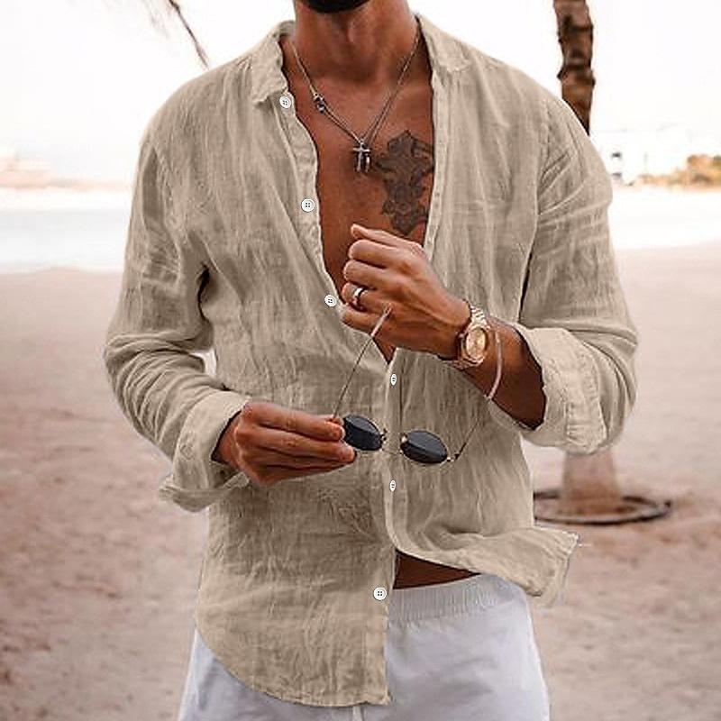 Image of Men's Long-Sleeve Button-Down Casual Shirt