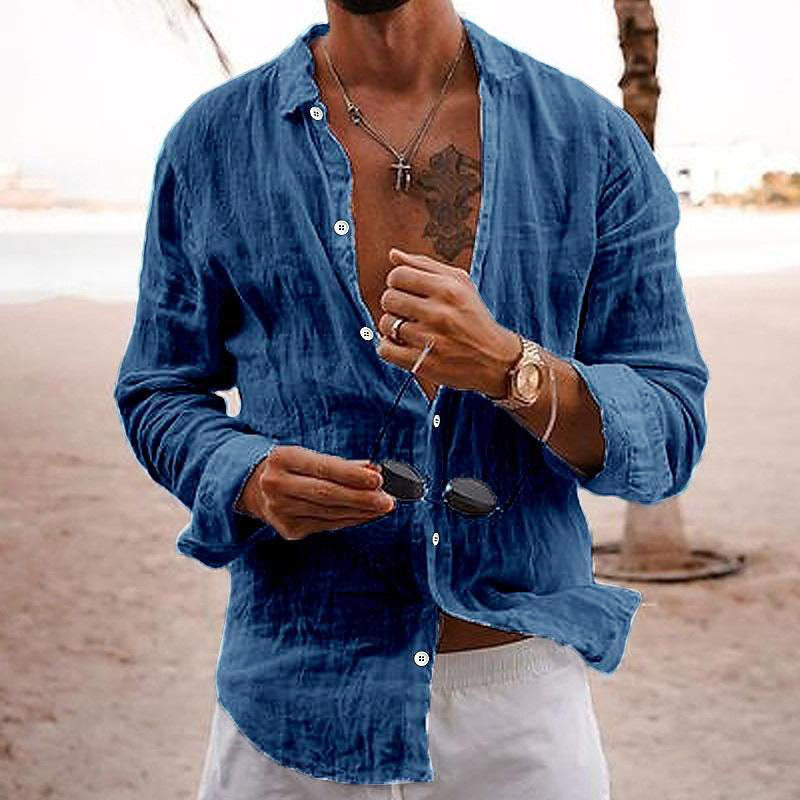 Image of Men's Long-Sleeve Button-Down Casual Shirt