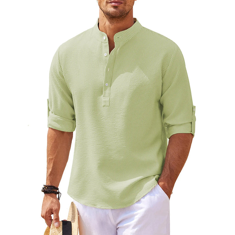Image of Men's Long Sleeve Henley Casual Shirt