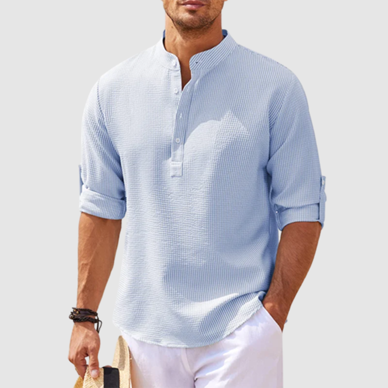 Image of Men's Long Sleeve Henley Casual Shirt