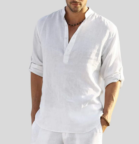 Image of Men's Long-Sleeve Henley Casual Shirt