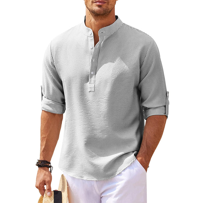 Image of Men's Long Sleeve Henley Casual Shirt