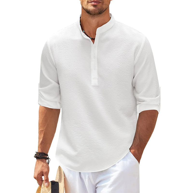 Image of Men's Long Sleeve Henley Casual Shirt