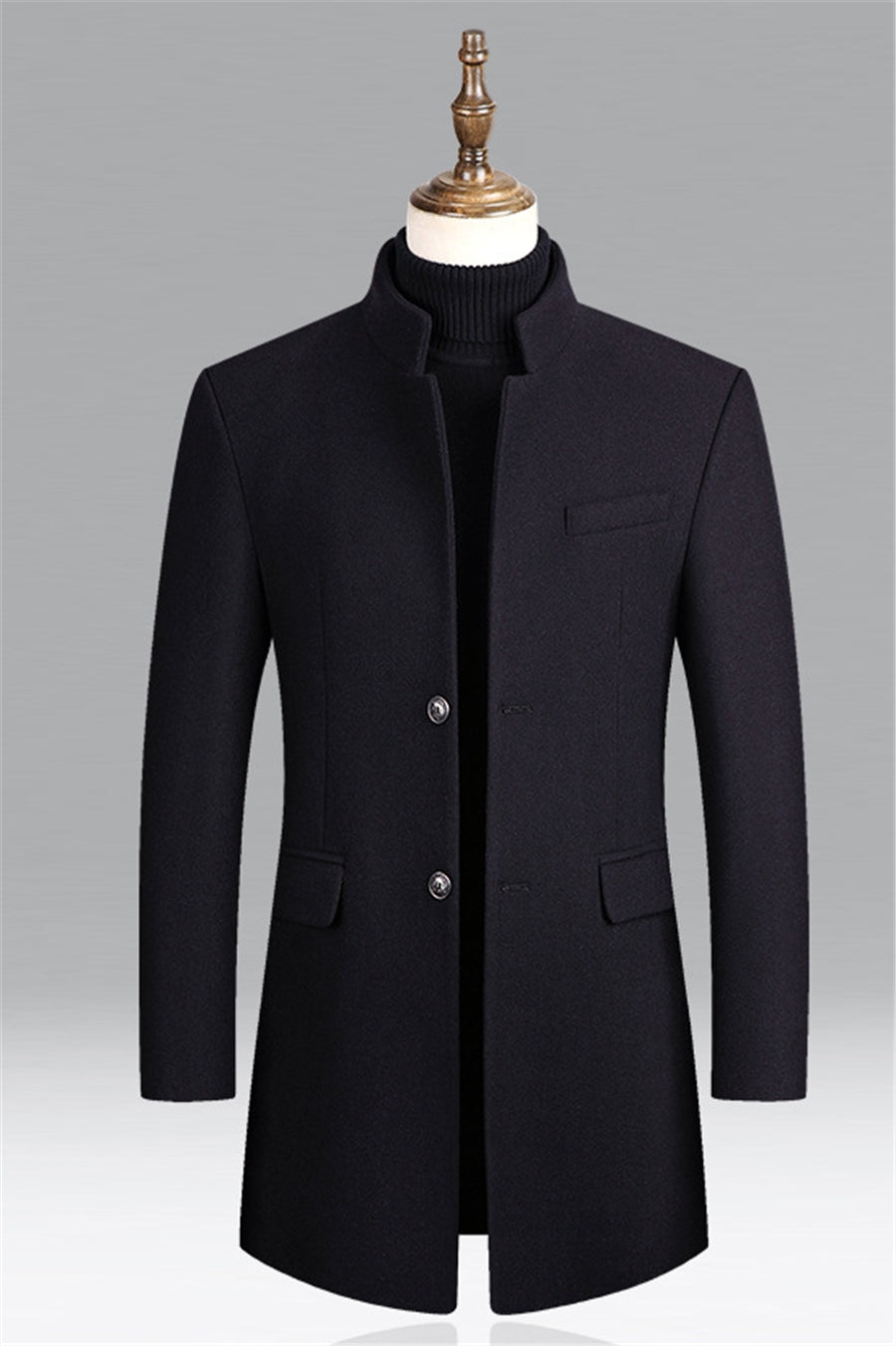 Image of Men's Mandarin Collar Overcoat