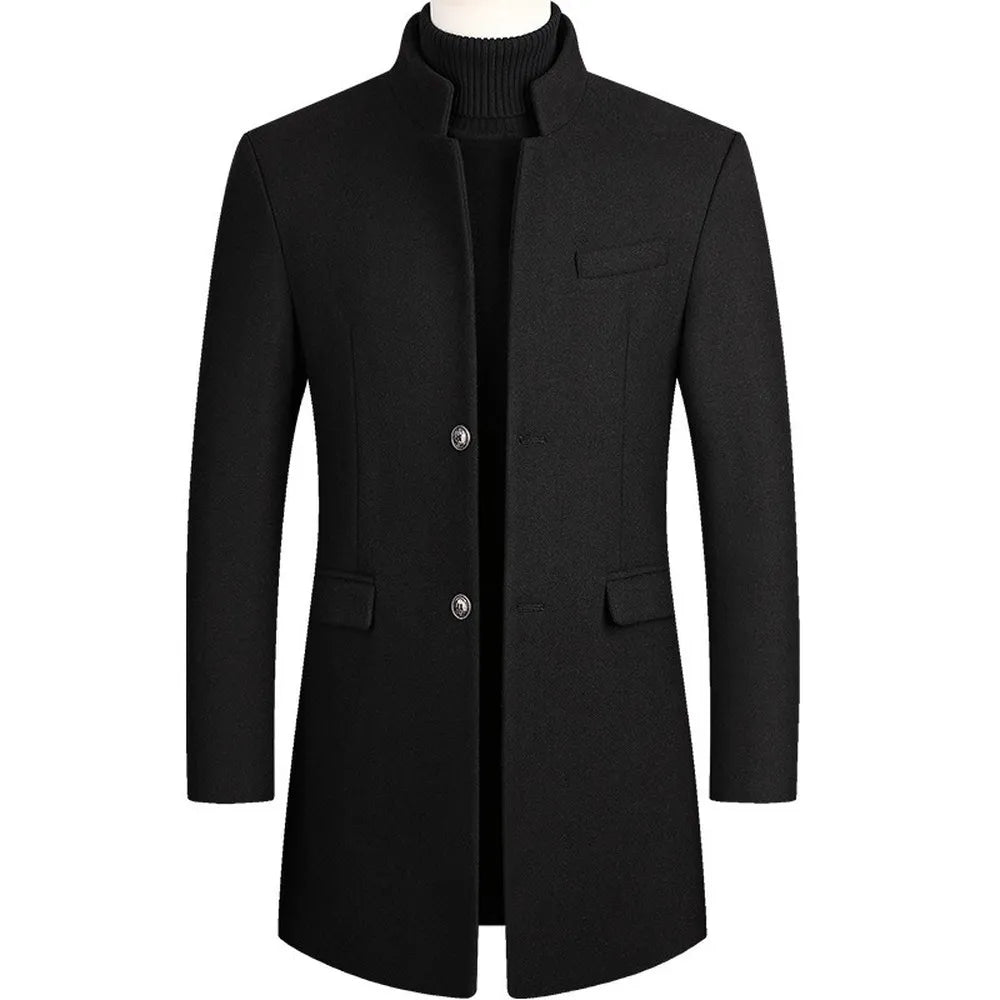 Image of Men's Mandarin Collar Overcoat