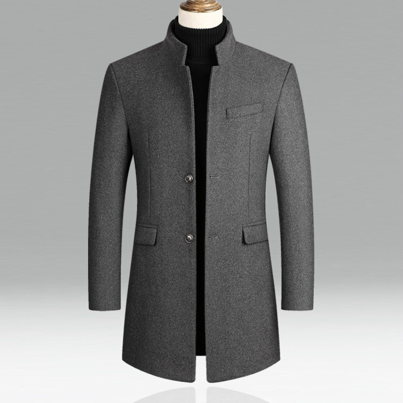 Image of Men's Mandarin Collar Overcoat
