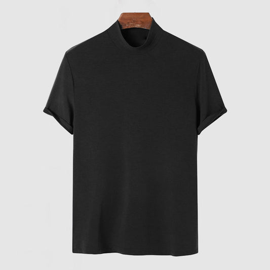 Image of Men's Mock Neck Fitted Short Sleeve Shirt