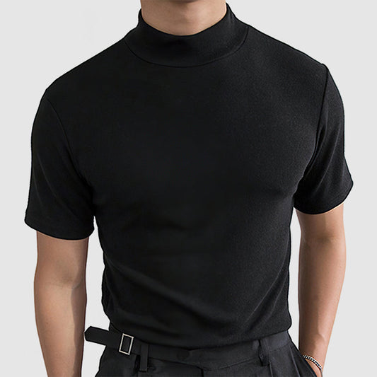 Image of Men's Mock Neck Fitted Short Sleeve Shirt