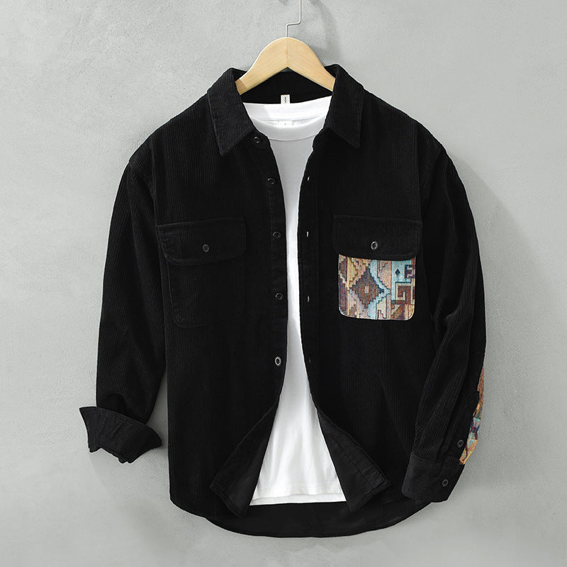 Image of Men's Patchwork Corduroy Shirt