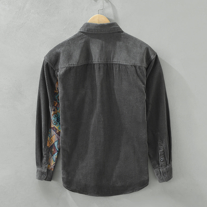 Image of Men's Patchwork Corduroy Shirt