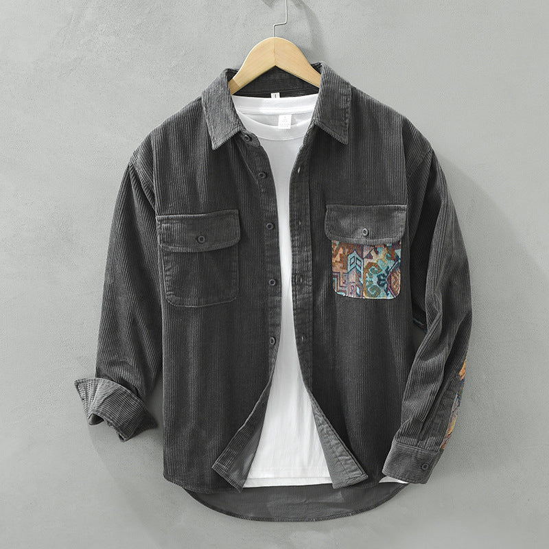 Image of Men's Patchwork Corduroy Shirt