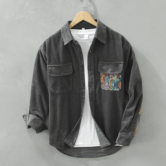 Image of Men's Patchwork Corduroy Shirt